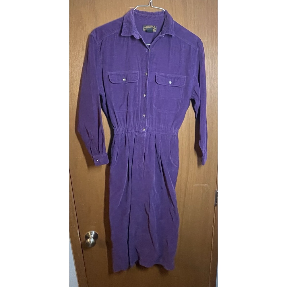 Eddie Bauer S Vintage Corduroy Shirt Dress Midi Long Sleeve Cottagecore Prairie
